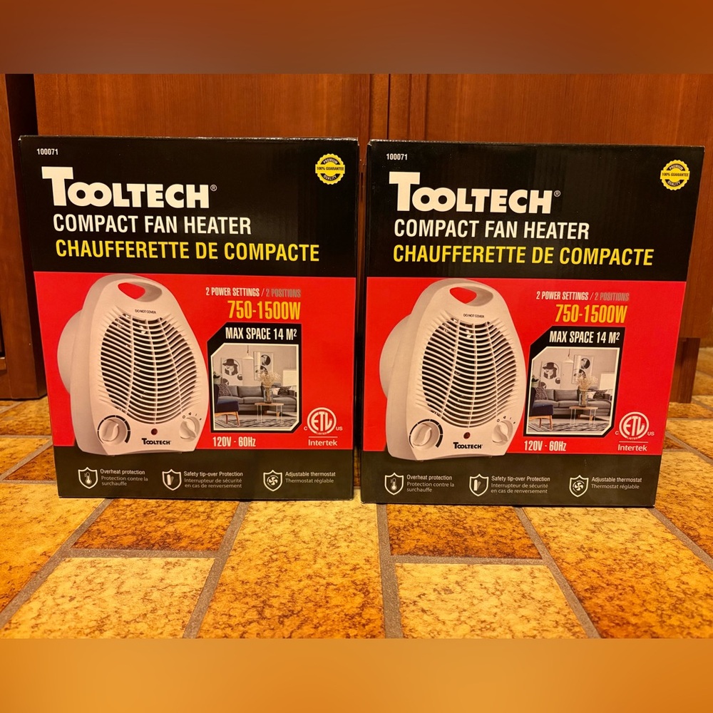 Two pack of Tooltech Compact Fan Heaters